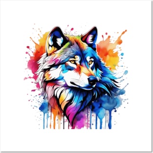 Watercolor wolf art Posters and Art